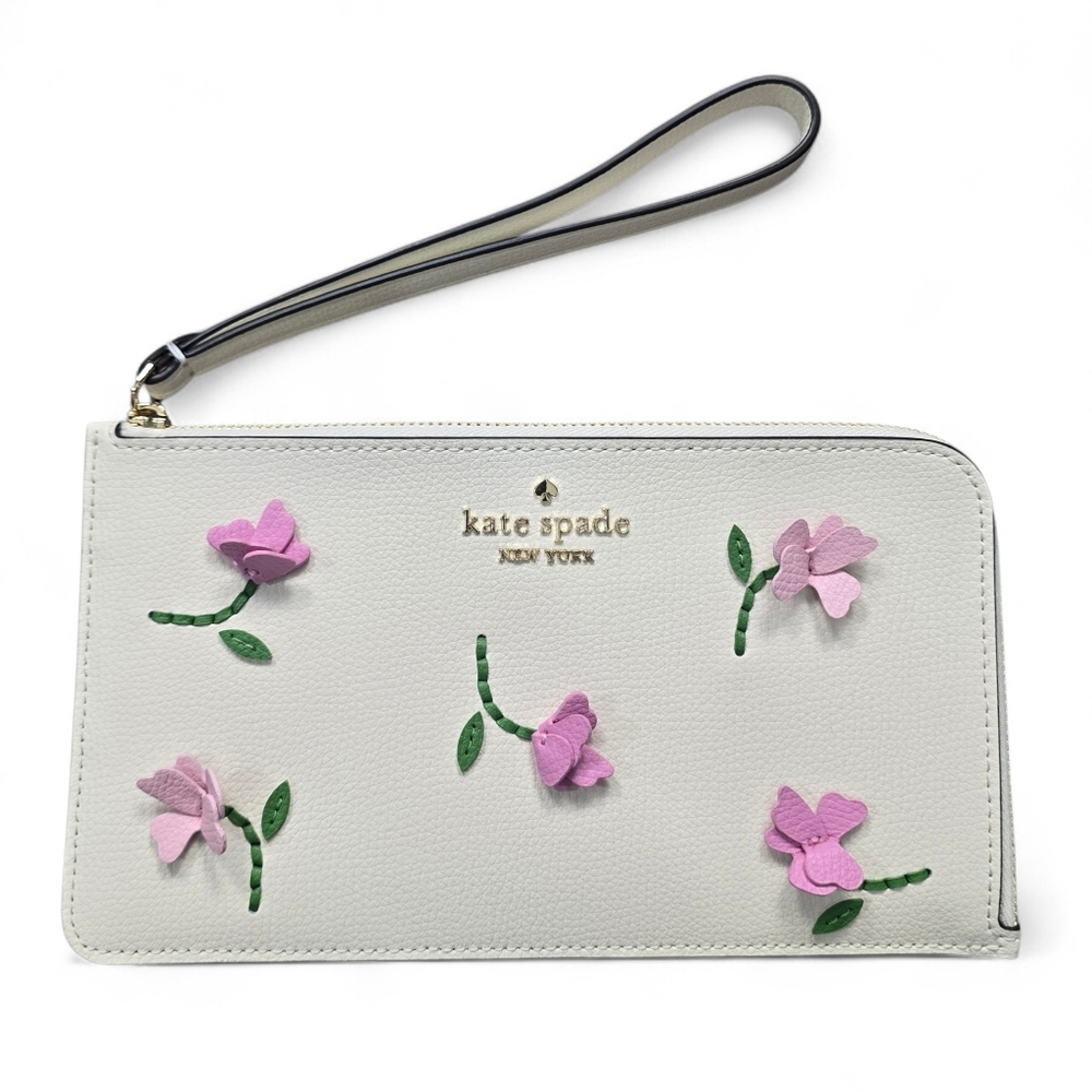 Kate Spade Lucy Appliqué Medium L-Zip Wristlet ☆‎